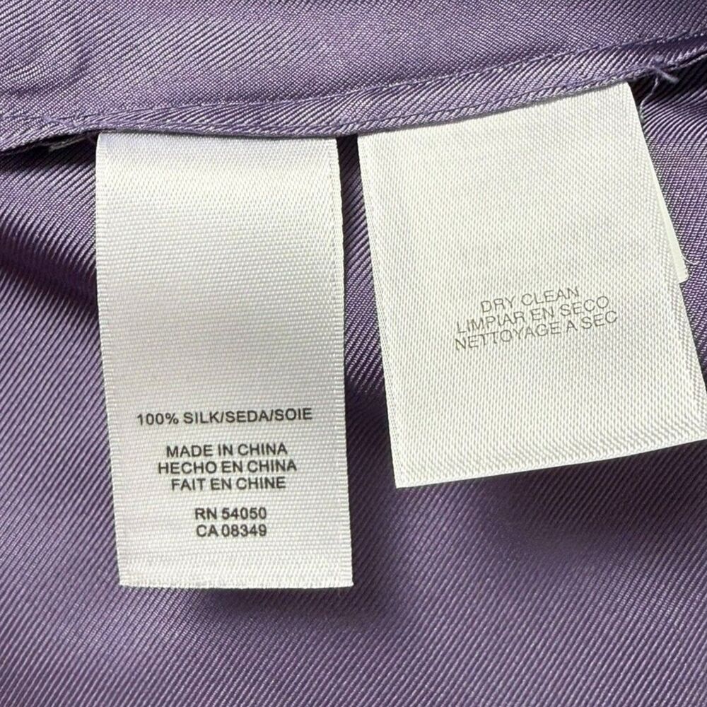 Jones New York Y2K 100% Rich Lilac Silk Satin Blouse - M/L - Picture 4 of 6